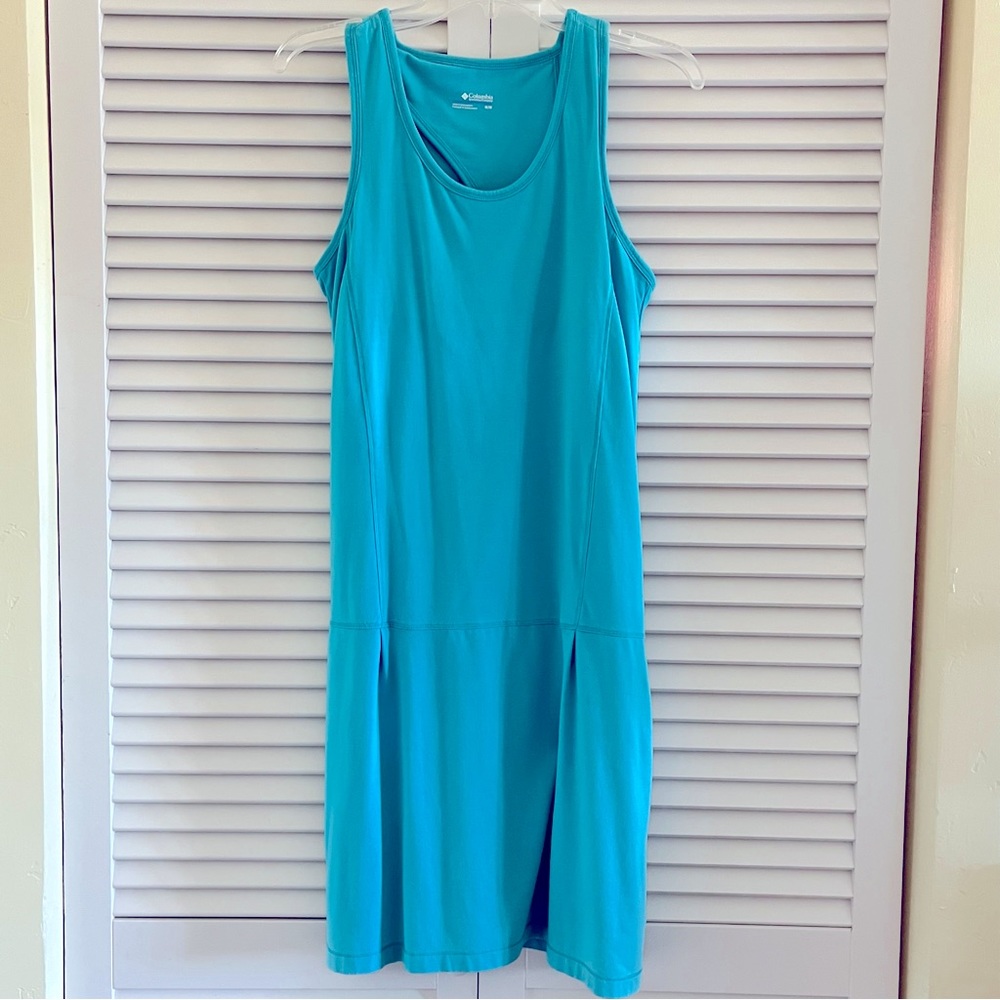 Columbia teal turquoise midi knit sport dress M